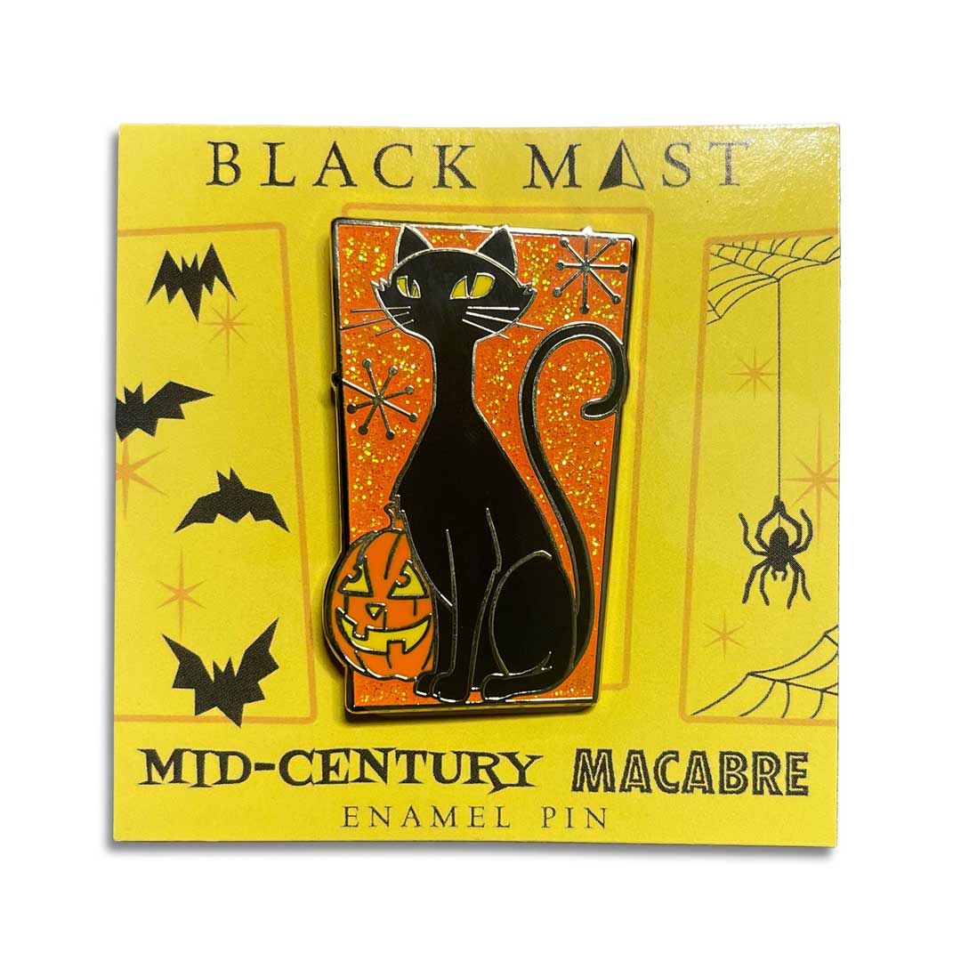 Mid-century Macabre Black Cat Enamel Pin