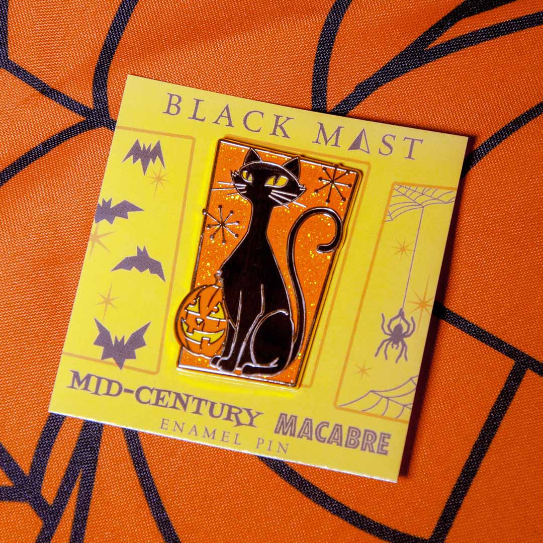 Mid-century Macabre Black Cat Enamel Pin