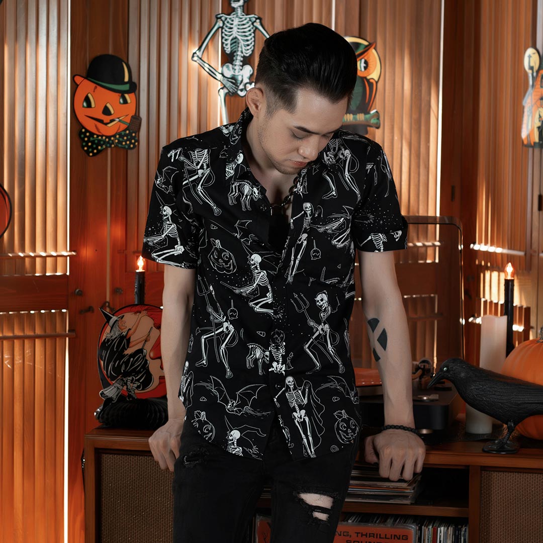 Midnight Mischief Halloween button down