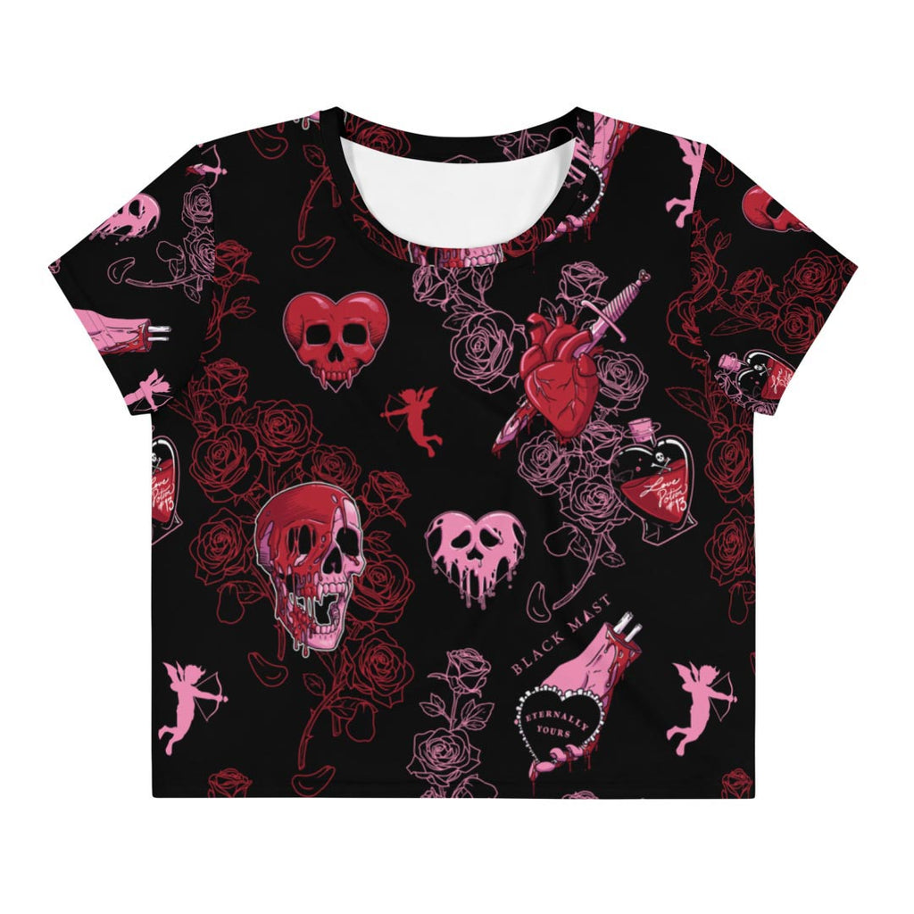 Bloody Valentine All-Over Crop Tee - Black Mast