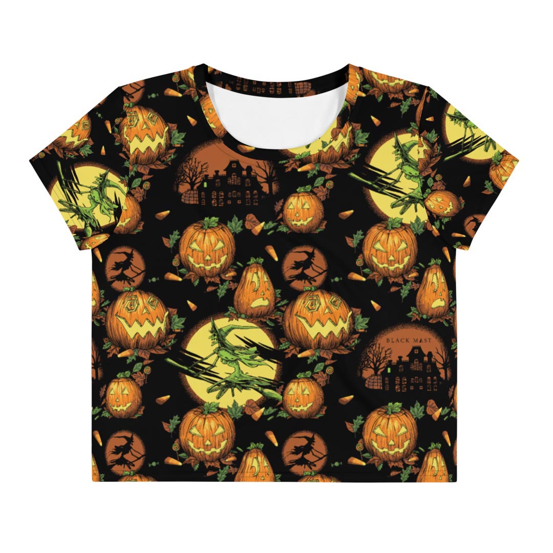 Hallow Haunts Crop Tee - Black Mast