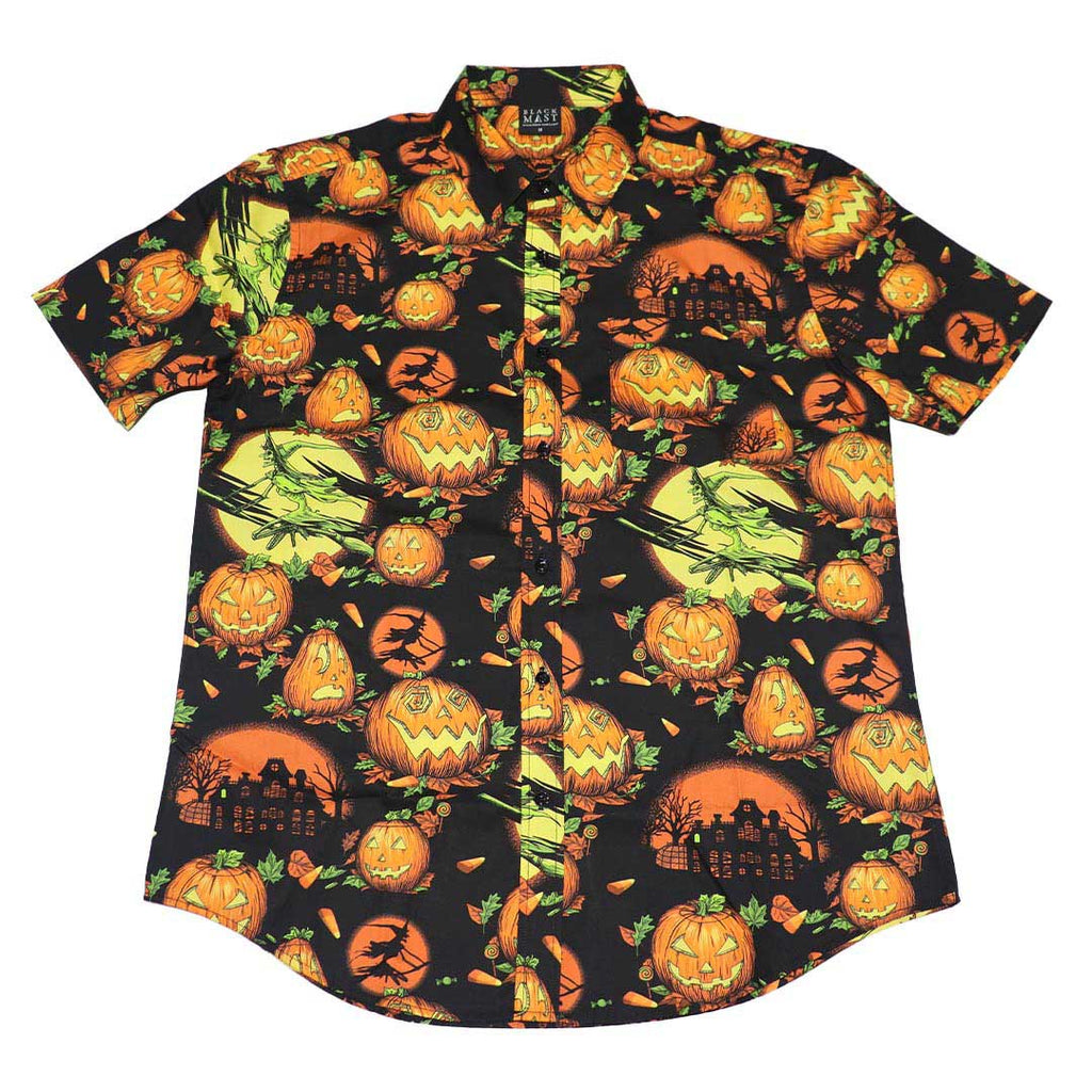 Hallow Haunts Casual Button-Down T-Shirt (Unisex) - Black Mast