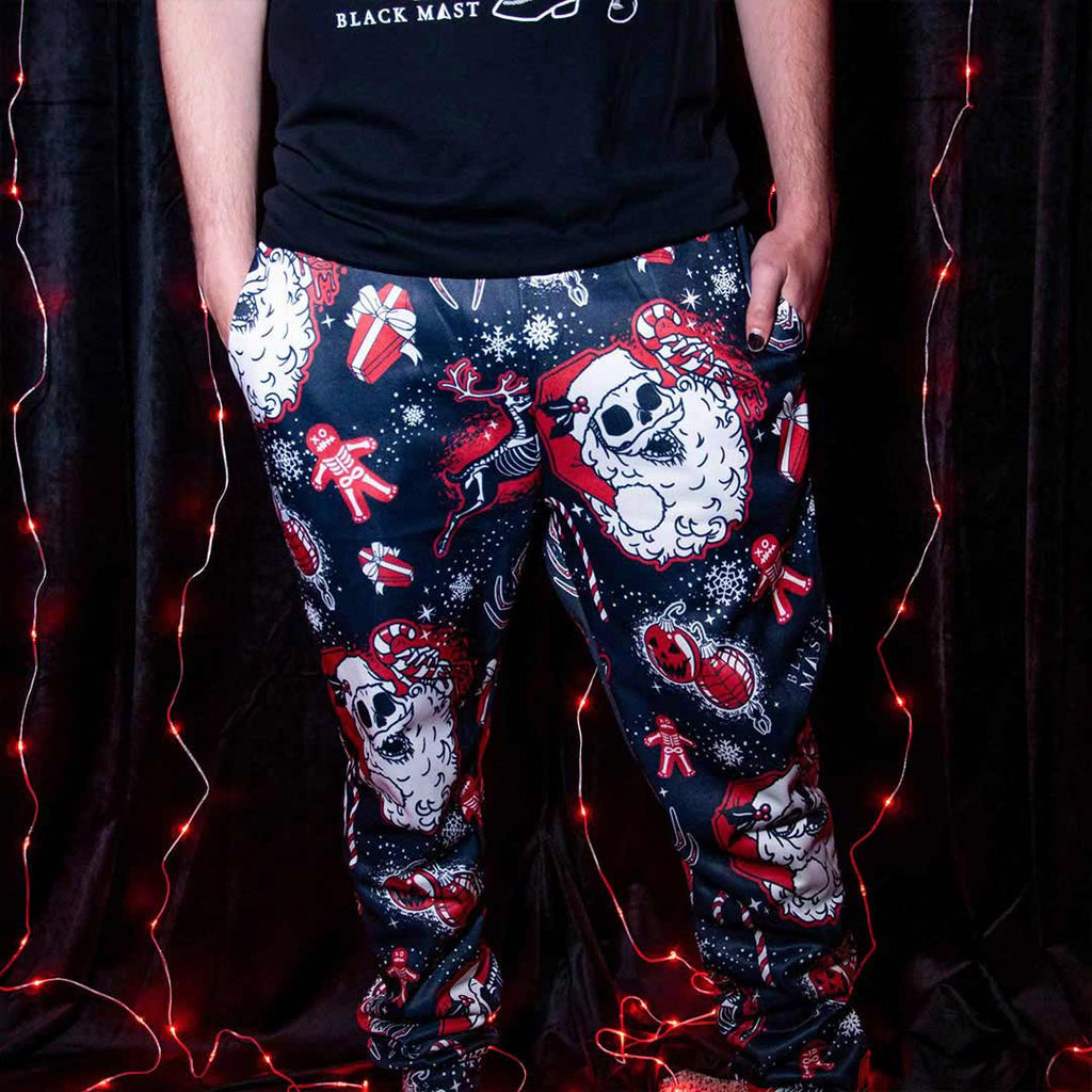 Skelly Claus All-Over Sweatpants - Black Mast