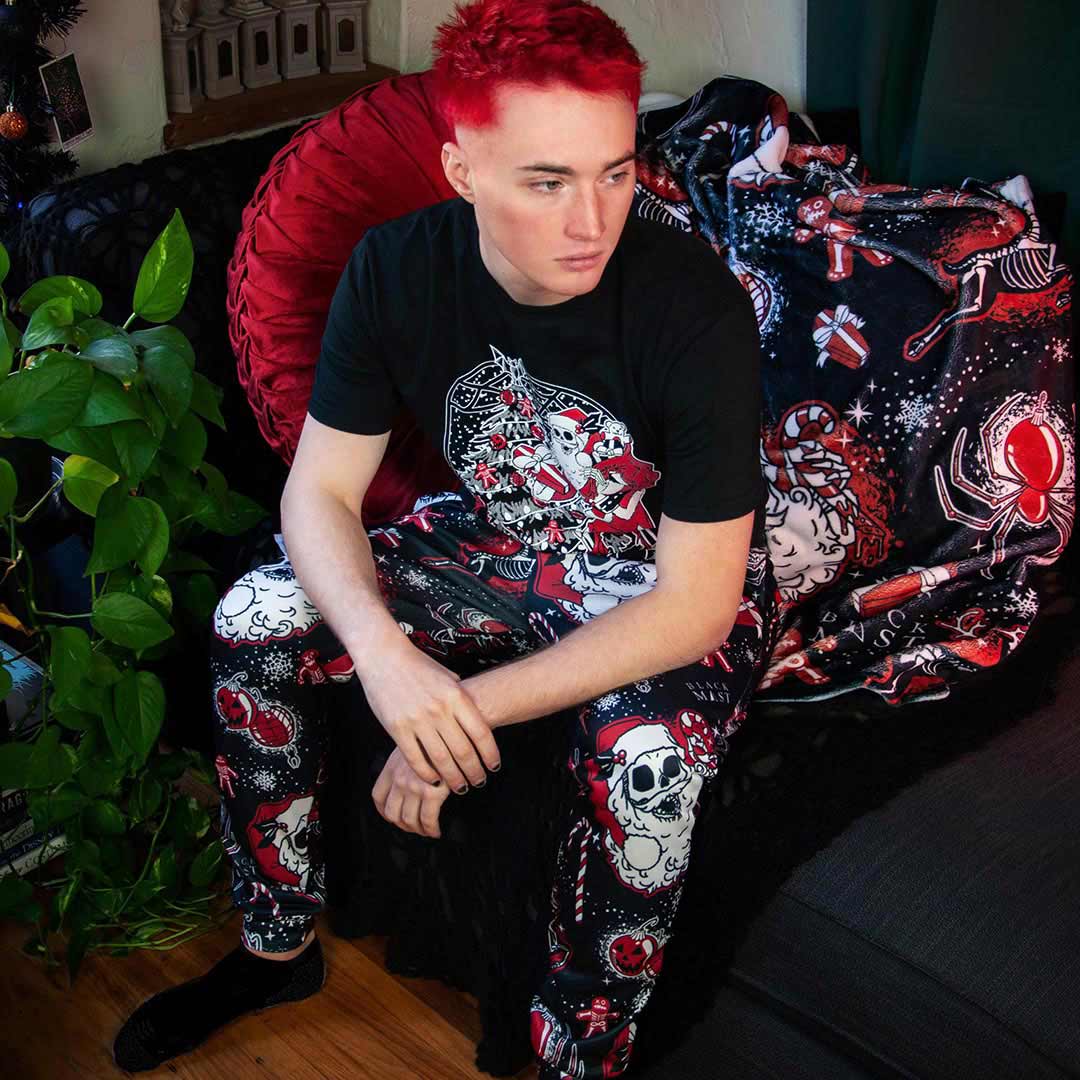 Skelly Claus All-Over Sweatpants - Black Mast
