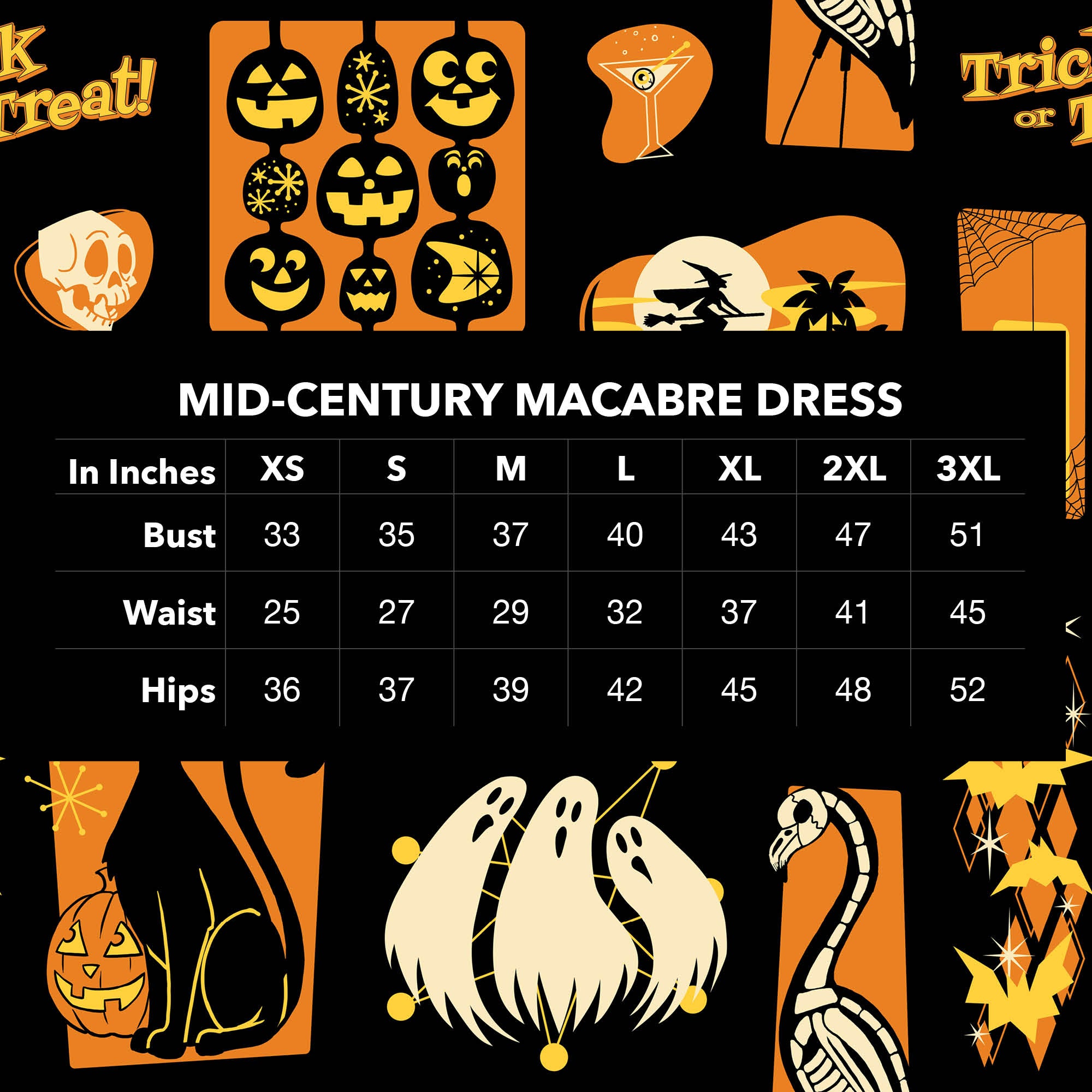 Mid-century Macabre Dress - Black Mast