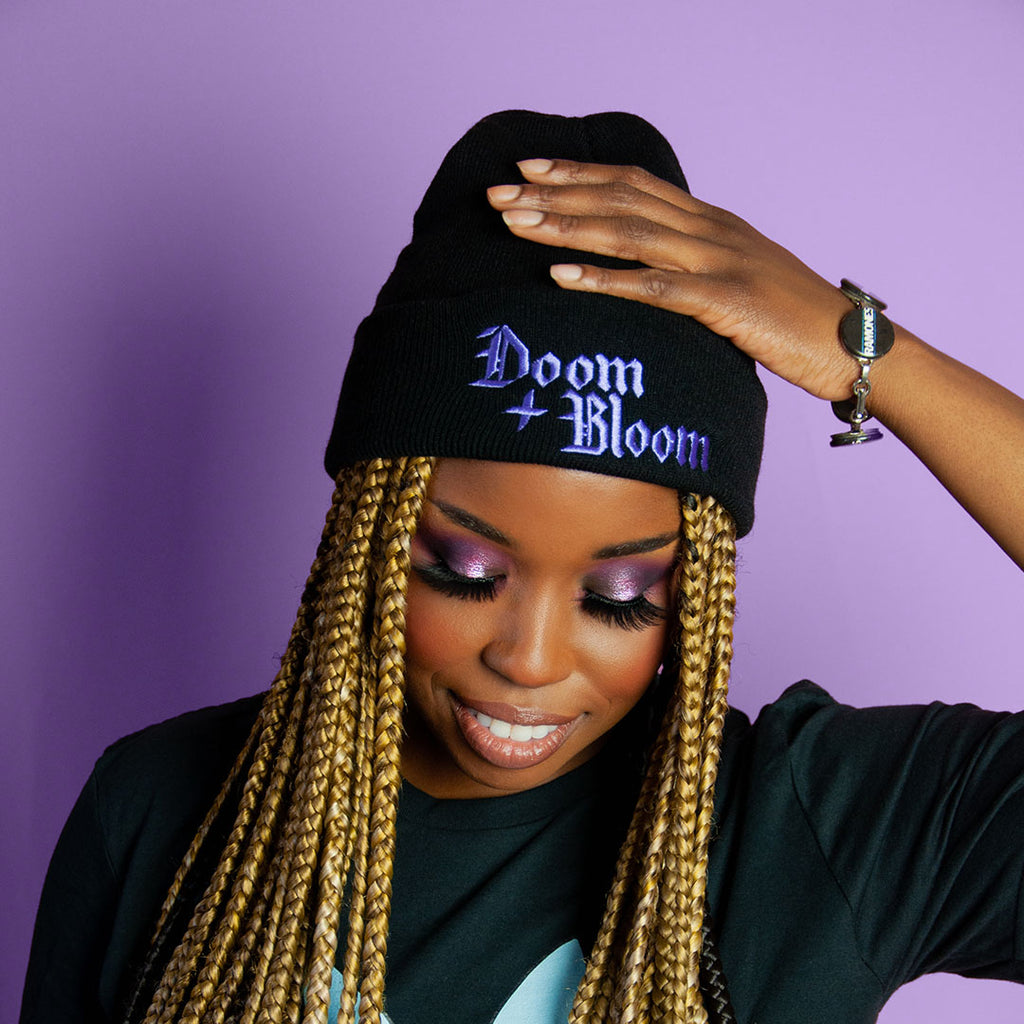 Doom + Bloom Cuffed Black Beanie - Black Mast