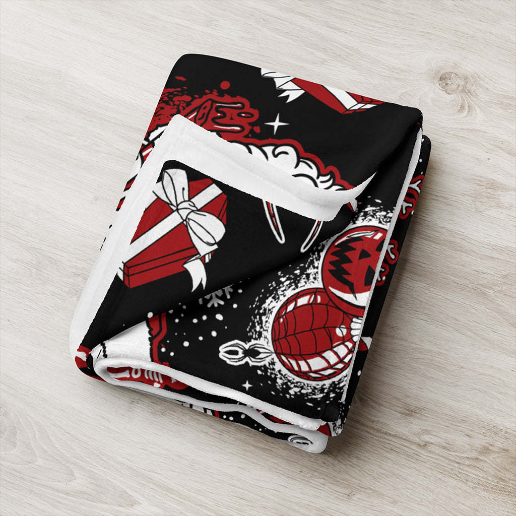 Skelly Claus Fuzzy Throw Blanket - Black Mast