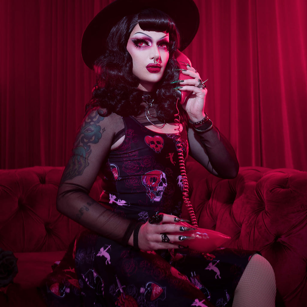 Bloody Valentine Skater Dress - Black Mast