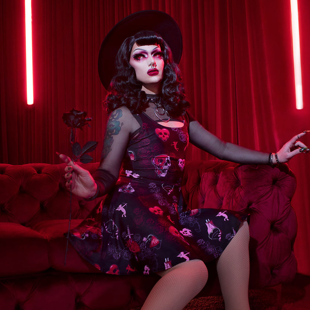Bloody Valentine Skater Dress - Black Mast