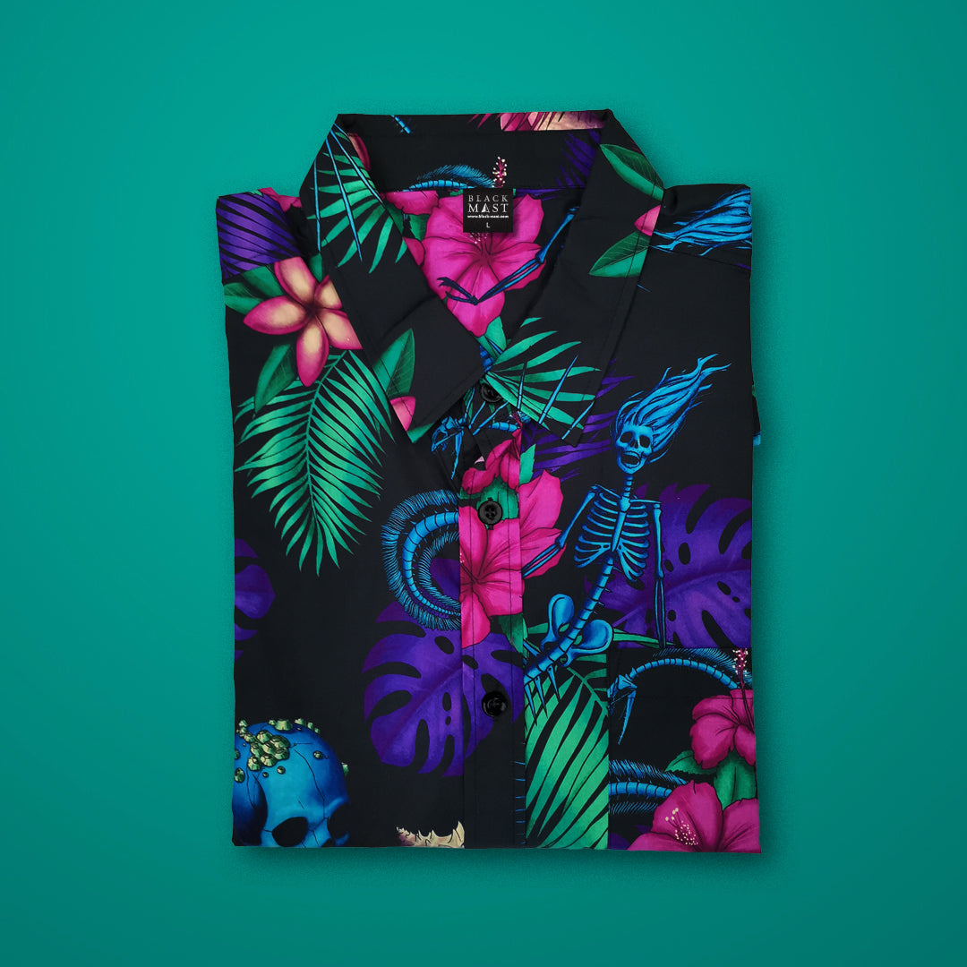 Tropigoth Casual Button-down T-shirt (Unisex) - Black Mast