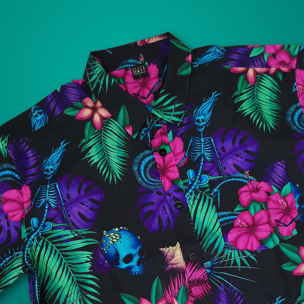 Tropigoth Casual Button-down T-shirt (Unisex) - Black Mast