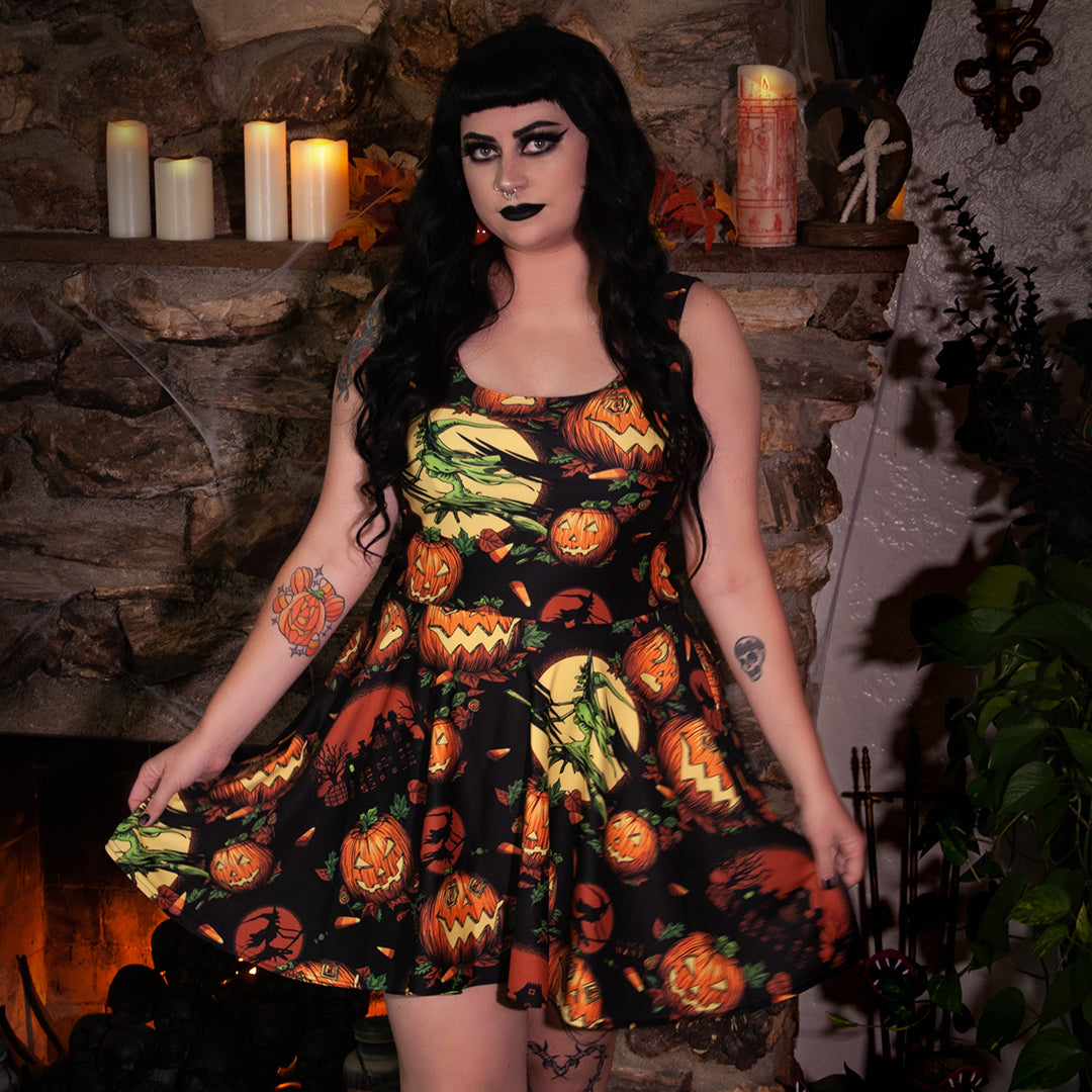 Hallow Haunts Skater Dress - Black Mast